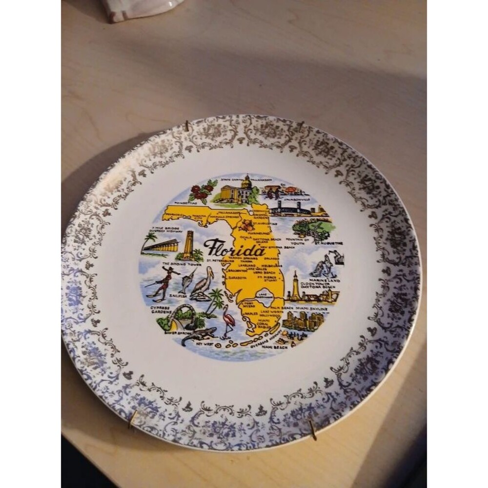 Vintage Florida Plate Naples Miami Hollywood Jacksonville